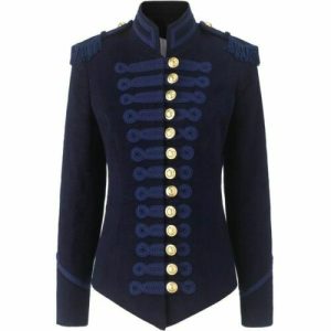 Women Blue Military Blazer Jacket product photo
