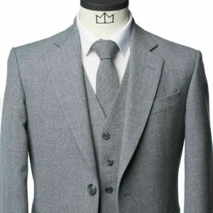 SCOTTISH LIGHT GREY LEMON TWEED WEDDING KILT JACKET product photo