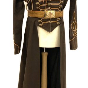4 Pcs Steampunk Full Length Long Coat With Antique Belt product photo