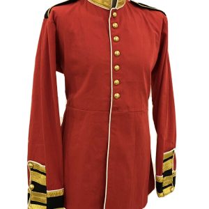 Military Steampunk Red/Black Jacket With Brass Buttons product photo