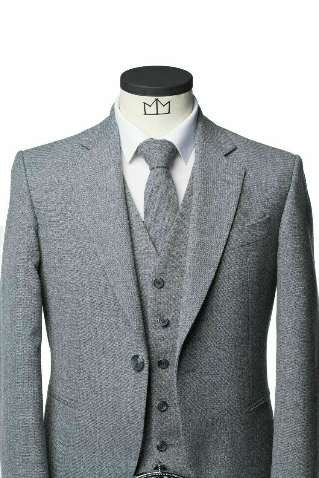 SCOTTISH LIGHT GREY LEMON TWEED WEDDING KILT JACKET product photo SCOTTISH LIGHT GREY LEMON TWEED WEDDING KILT JACKET product photo