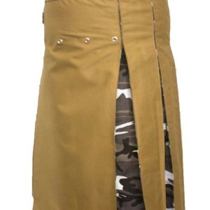 Fashion Hybrid Scottish Kilt Khaki With Camo Pleat Kilts For Men – Next Kilt