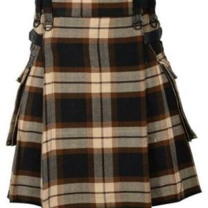 Rose Ancient Tartan Utility Kilt Leather Straps Kilt for Men Custom Size
