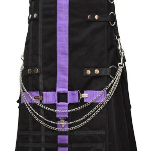 Scottish Modern Black & Purple Kilt Fashion Kilts For Men product photo