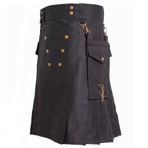 Black Detachable Pockets Kilt Scottish Utility Kilts product photo