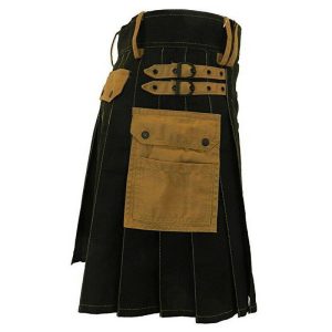 Mens Black Deluxe Scottish Kilt Fashion Utility Kilts product photo