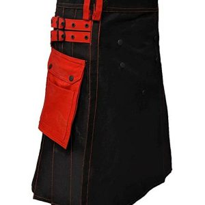 Mens Scottish Black With Red Contras Kilt Utility product photo
