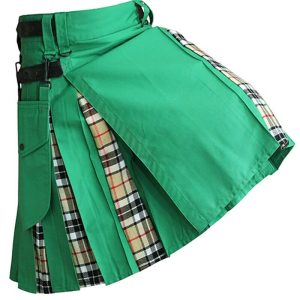 Green Hybrid Kilt With Thompson Camel Tartan Utility Kilts product photo