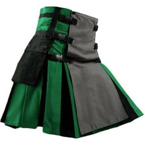 Kilt Fashion Kilt Hybrid Scottish Black, Green and Gray for Men