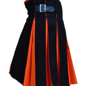 Black and Orange Hybrid Kilt for Men