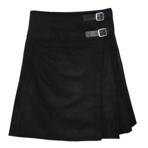Ladies Knee Length Black Kilt Skirt 20" Length Tartan Pleated product photo