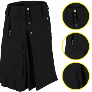 Black Tactical Men's Combat Cargo Kilt product photo