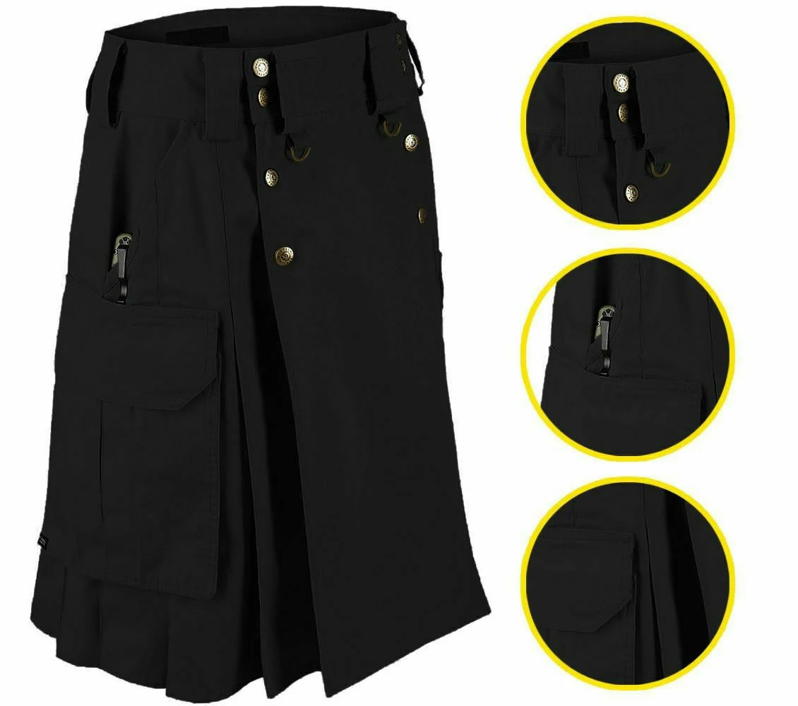 Black Tactical Men's Combat Cargo Kilt product photo Black Tactical Men's Combat Cargo Kilt product photo