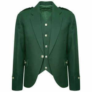 Tweed Crail Scottish Highland Argyle Kilt Green Traditional Jacket and Waistcoat product photo