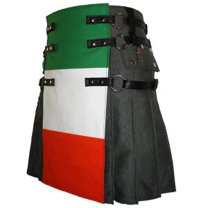 Scottish Men 100% Cotton Utility Kilt Italian Flag Kilt product photo