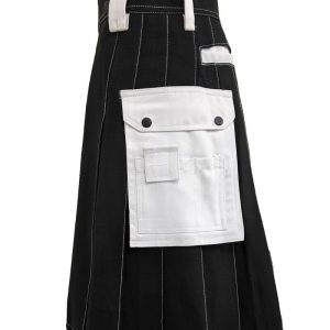 Scottish Men 100% Cotton Carhartt Work kilt Black With White Pockets – Next Kilt