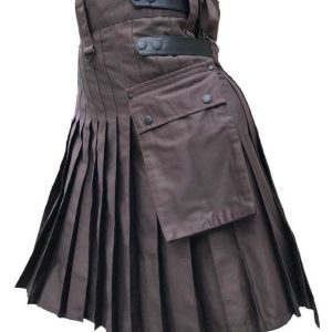 Men's Brown Genuine Leather Straps Fashion Sport Cotton Utility Kilt product photo