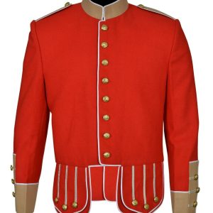 100% Wool Blend white Trim Red Military Doublet Pipe Band Jacket product photo