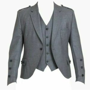 Light Grey Argyle Kilt Jacket and 5 -button waistcoat product photo