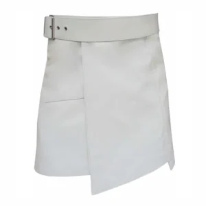 Short Mini White Leather Kilt product photo
