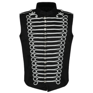 Black/Silver Men's Military Hussar Drummer Vest Waistcoat product photo
