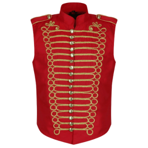Red Mens Military Hussar Drummer Vest Waistcoat product photo