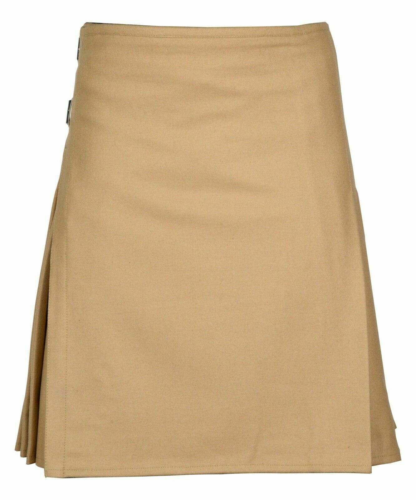 Highland Scottish premium quality 8 Yard Professional Camel Brown Wool Kilt product photo Highland Scottish premium quality 8 Yard Professional Camel Brown Wool Kilt product photo