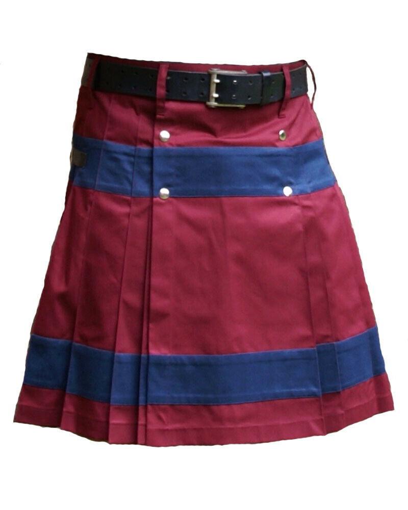 Scottish Fashion Maroon Utility Kilts For Men product photo Scottish Fashion Maroon Utility Kilts For Men product photo