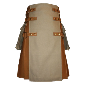 Khaki Canvas Utility Kilt for Men