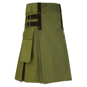 OLIVE GREEN UTILITY KILT FOR MEN