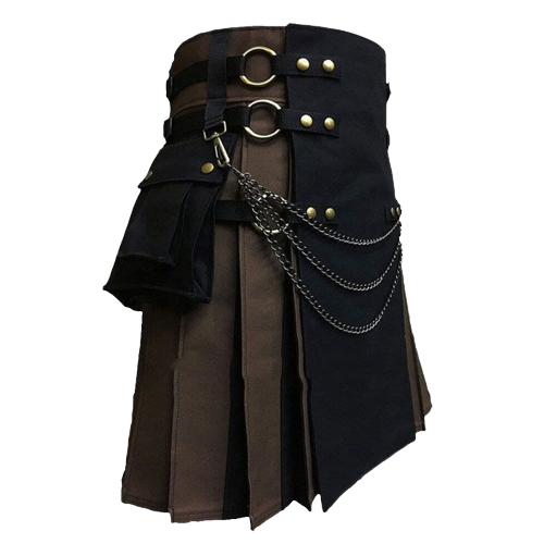 image-removebg-preview (14) BLACK AND BROWN CANVAS CARGO HYBRID KILT – Next Kilt