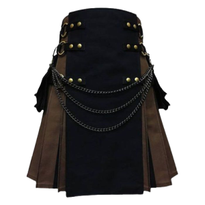 Black and Brown Canvas Cargo Hybrid Kilt