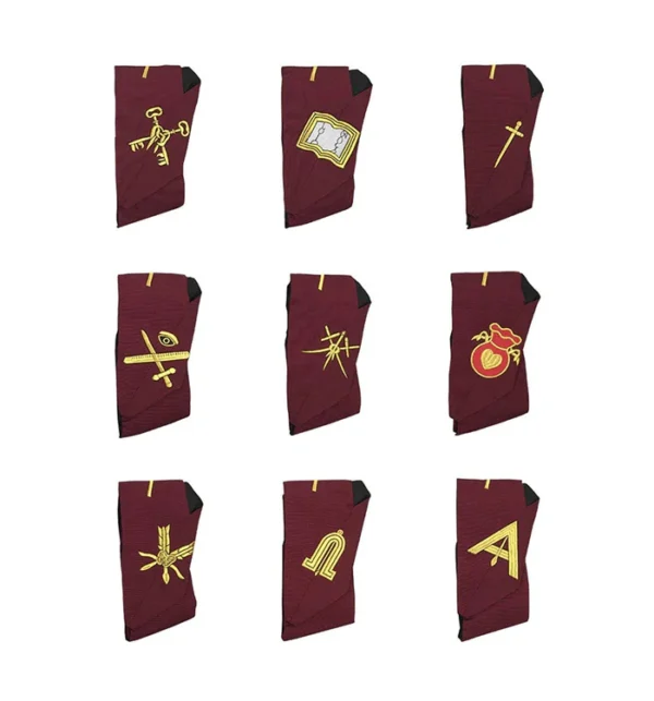 Officers Scottish Rite Officer Apron Set - Leather Made Embroidery