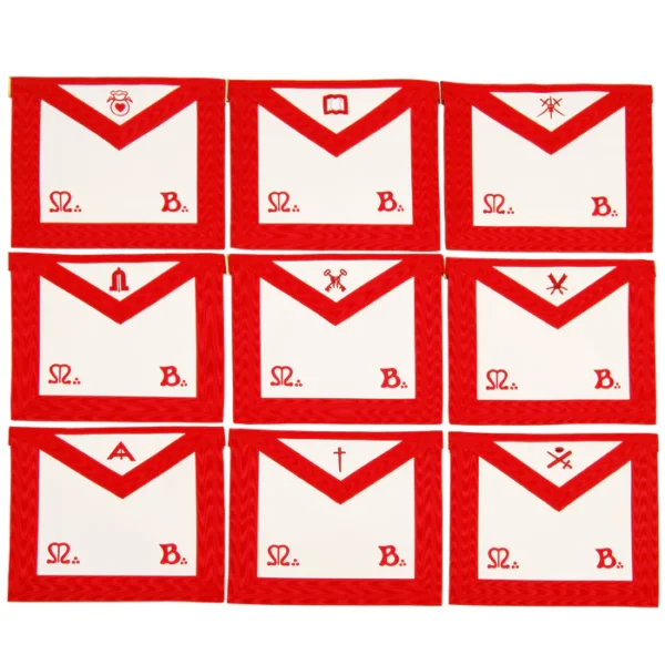 Officers Scottish Rite Officer Apron Set - Royal Red Moire Machine Embroidered Officers Scottish Rite Officer Apron Set - Royal Red Moire Machine Embroidered