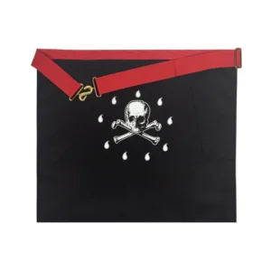 Officers Scottish Rite Officer Apron Set - Royal Red Moire Ribbon Machine Embroidery