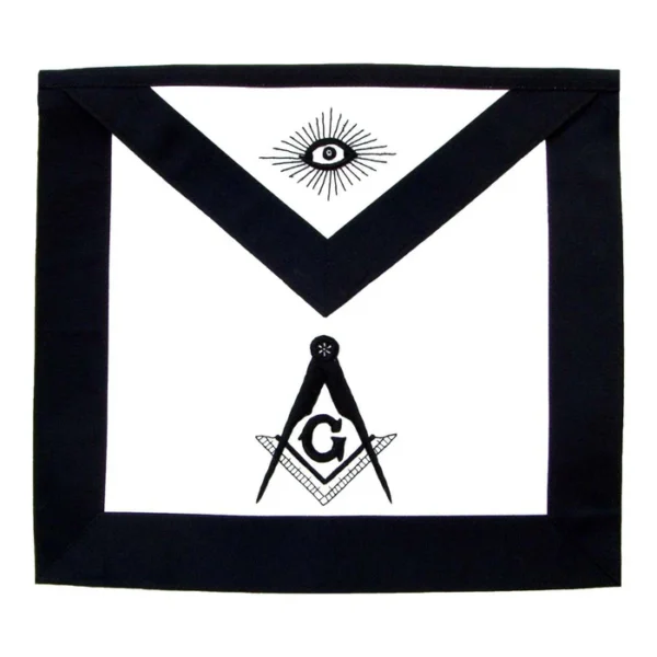 Master Mason Blue Lodge Funeral Apron - Hand Embroidered Square & Compass G
