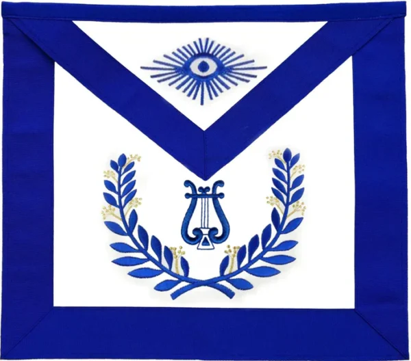 Organist Blue Lodge Officer Apron - Royal Blue Wreath Embroidery Organist Blue Lodge Officer Apron - Royal Blue Wreath Embroidery
