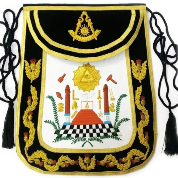 Past Master Blue Lodge Apron - Black Chenille with Gold Braid Past Master Blue Lodge Apron - Black Chenille with Gold Braid