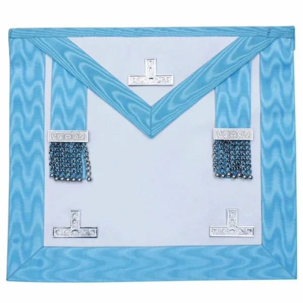 Worshipful Master Craft English Regulation Apron - White & Turquoise Moire