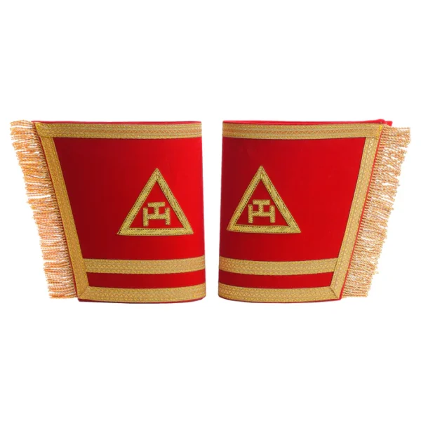Royal Arch Chapter Cuff - Red Velvet with Triple Tau Emblem Royal Arch Chapter Cuff - Red Velvet with Triple Tau Emblem