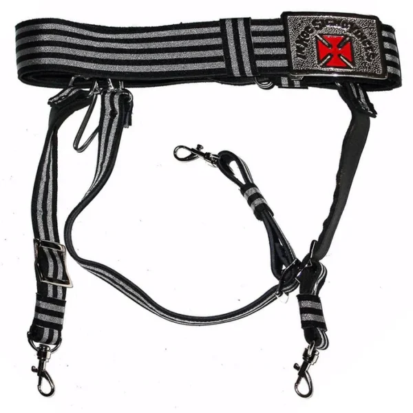 Sir Knight Knights Templar Regalia Belt - Black & Silver with Formée Pattée Cross Sir Knight Knights Templar Regalia Belt - Black & Silver with Formée Pattée Cross