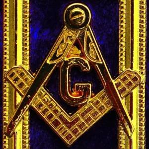 Grand Officers Blue Lodge Chain Collar - Gold Plated with Rhinestones on Red Velvet