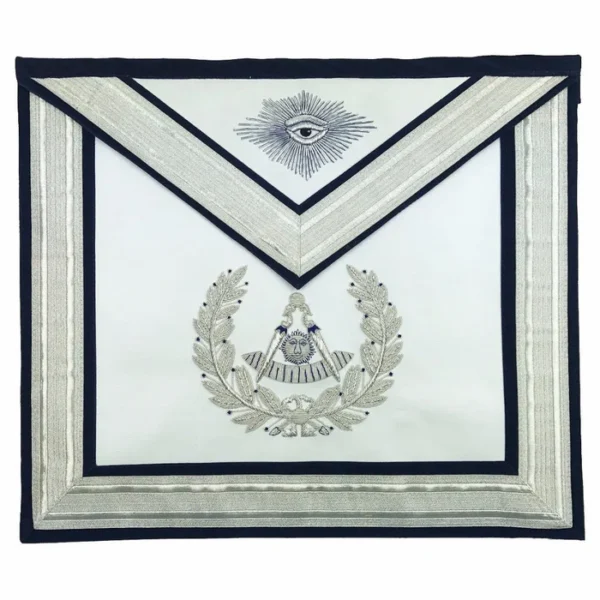 Past Master Blue Lodge Apron - Silver Handmade Embroidery Past Master Blue Lodge Apron - Silver Handmade Embroidery