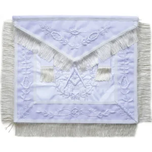 Past Master Blue Lodge Apron - All White with Fringe Tassels