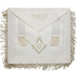 Master Mason Blue Lodge Apron - White Hand Embroidery