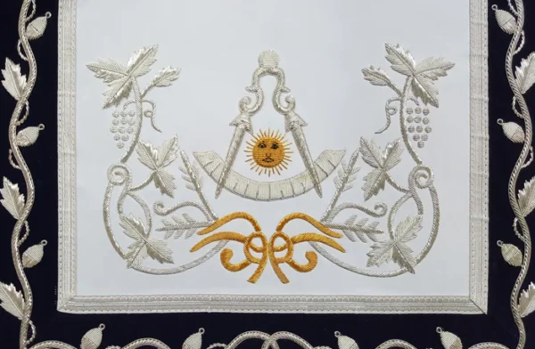 Past Master Blue Lodge Apron - Silver & Gold Hand Embroidery