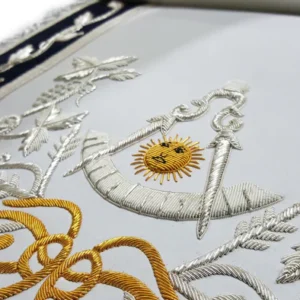 Past Master Blue Lodge Apron - Silver & Gold Hand Embroidery