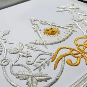 Past Master Blue Lodge Apron - Silver & Gold Hand Embroidery