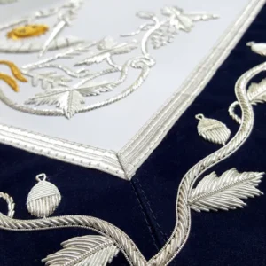 Past Master Blue Lodge Apron - Silver & Gold Hand Embroidery