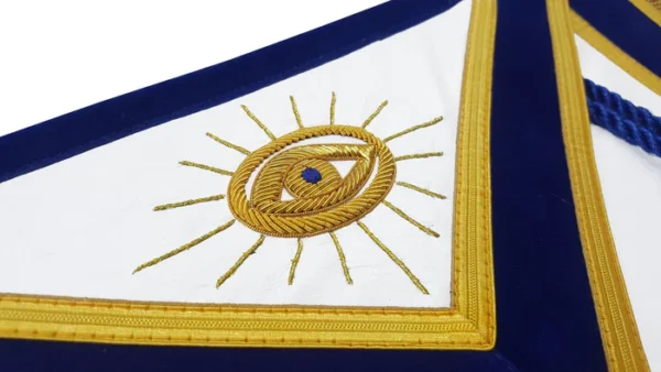 Past Master Blue Lodge Apron - Royal Blue Velvet with Cords & Fringe